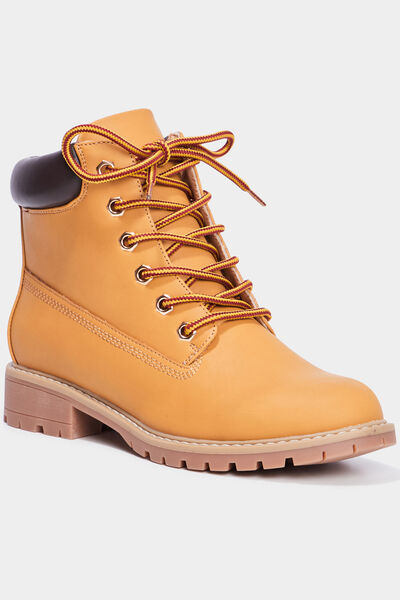 Bottines crant&eacute;es jaune moutarde femme
