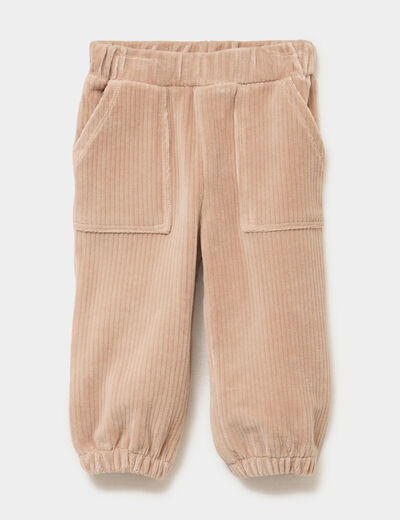 Pantalon effet velours c&ocirc;tel&eacute; sable b&eacute;b&eacute; gar&ccedil;on