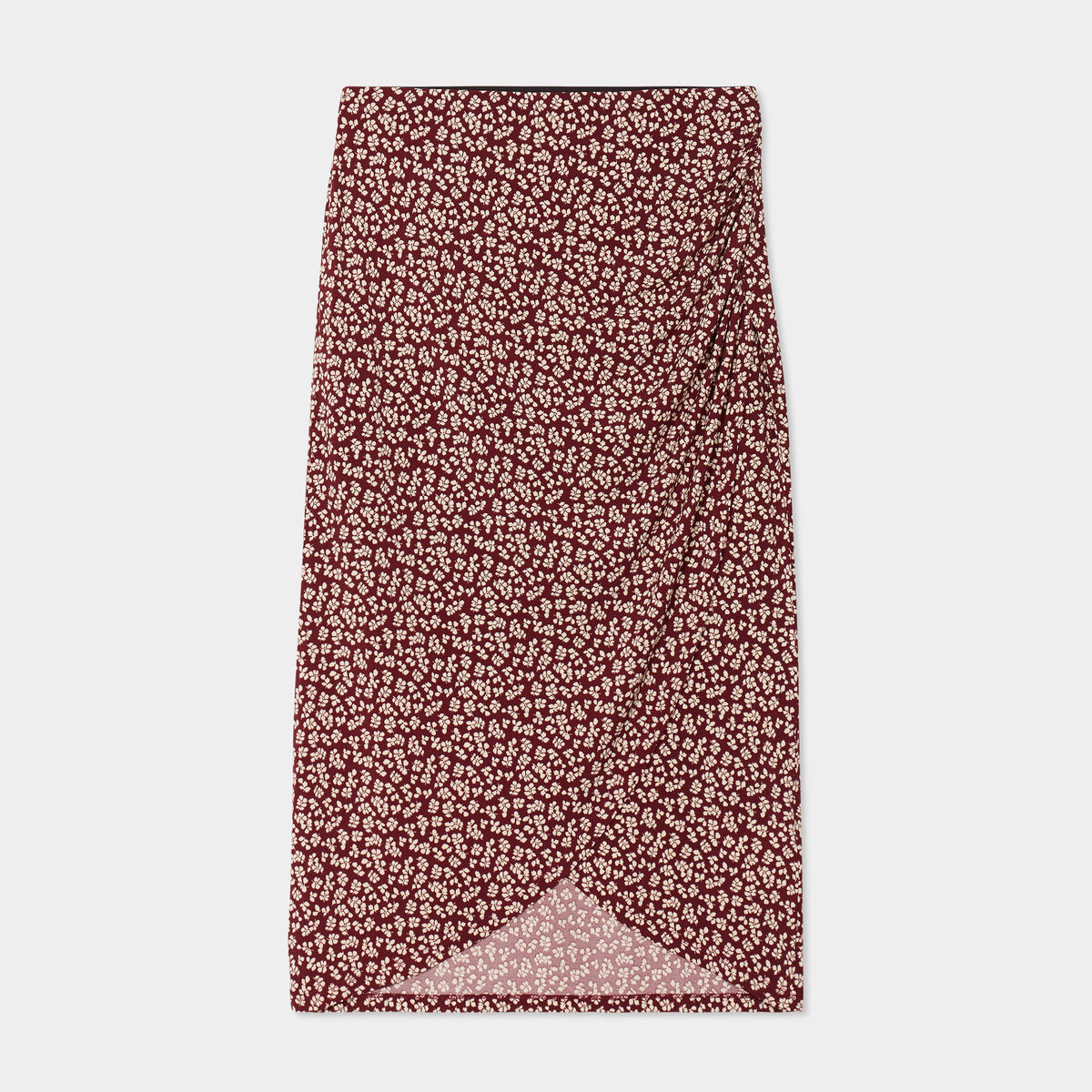 Jupe midi portefeuille bordeaux femme
