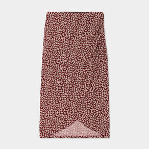 Jupe midi portefeuille bordeaux femme