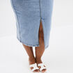 Jupe fendue en jean trap&egrave;ze denim triple stone femme grande taille