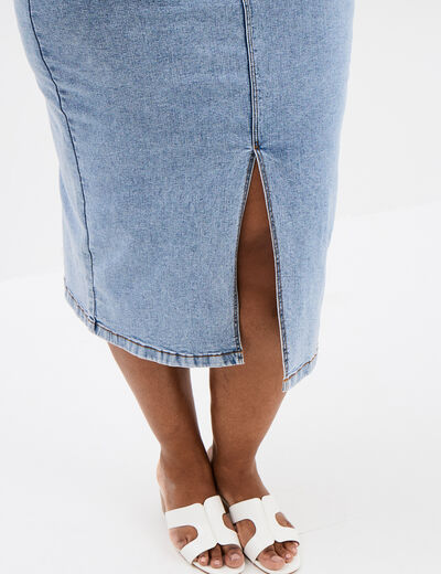 Jupe fendue en jean trapèze denim triple stone femme grande taille