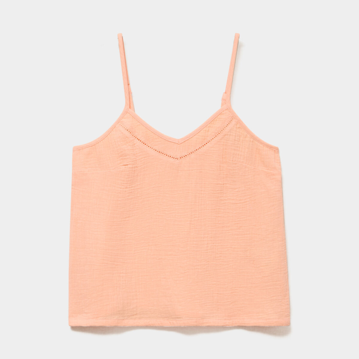 Haut de pyjama d&eacute;bardeur gaze de coton rose clair femme