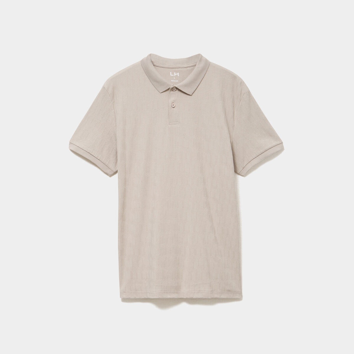 Polo textur&eacute; manches courtes gris clair homme