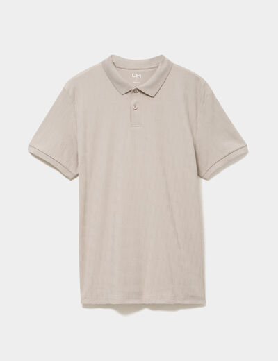 Polo textur&eacute; manches courtes gris clair homme