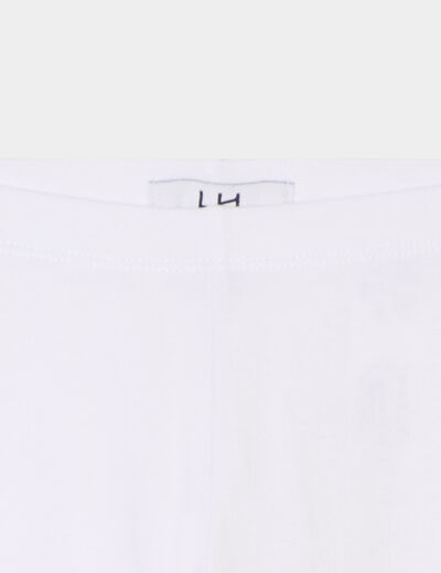 Legging cycliste coton taille élastiquée blanc fille