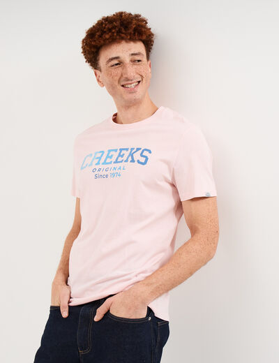 T-shirt manches courtes coton rose pastel homme