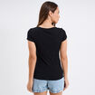 T-shirt coton col rond manches courtes noir femme
