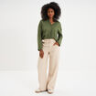 Chemise manches retroussables vert kaki femme