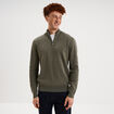 Pull camionneur manches longues vert kaki homme
