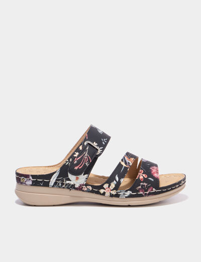 Mules avec talons compens&eacute;s noir femme