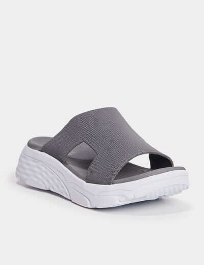 Mules compensées Confortissimo Flyknit gris femme