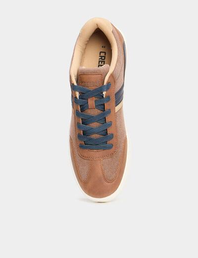 Tennis basses &agrave; lacets marron clair homme