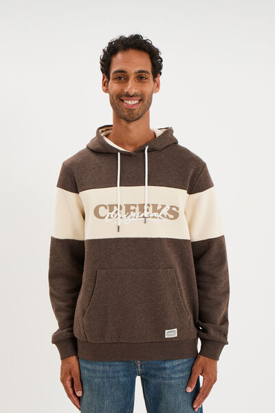 Sweat hoodie 1 poche marron chocolat homme