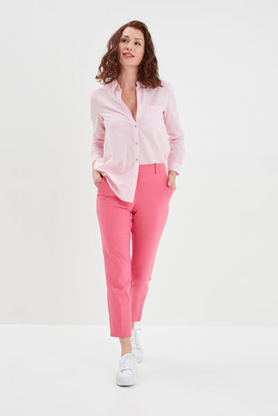 Chemise manches retroussables blanc femme