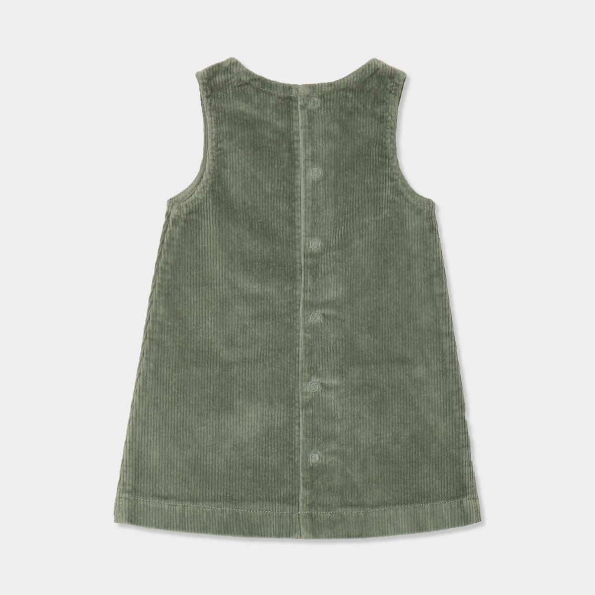 Robe chasuble effet velours c&ocirc;tel&eacute; coton vert kaki b&eacute;b&eacute; fille