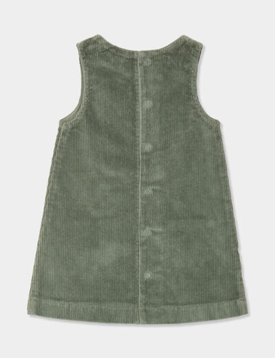 Robe chasuble effet velours côtelé coton vert kaki bébé fille