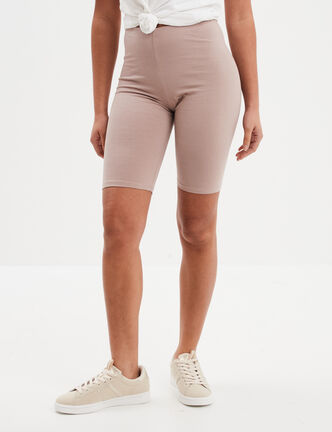 Legging court cycliste ajusté marron clair femme