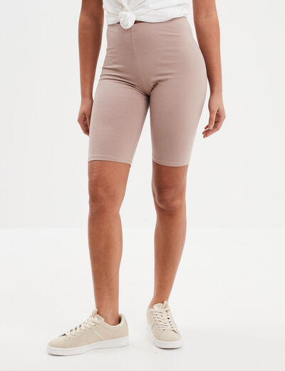 Legging court cycliste ajusté marron clair femme