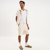 Bermuda chino textur&eacute; coupe droite coton ecru homme