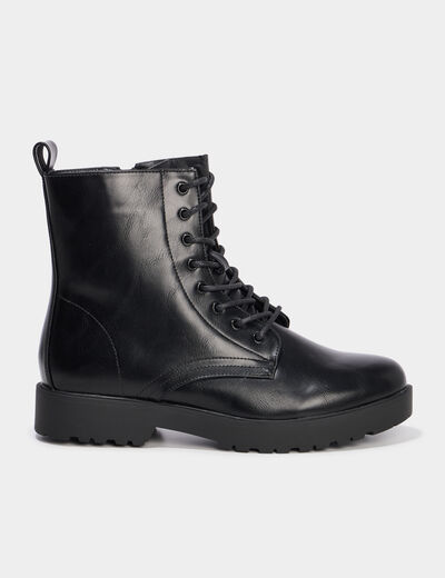Boots à lacets talons 2 cm noir femme