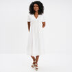 Robe longue fluide manches courtes blanc femme