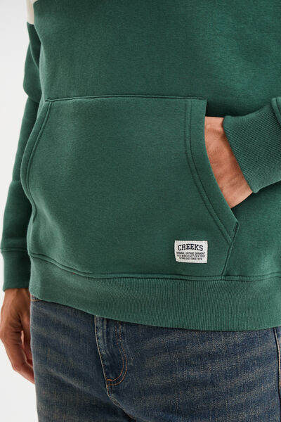 Sweat hoodie manches longues &agrave; capuche vert canard homme