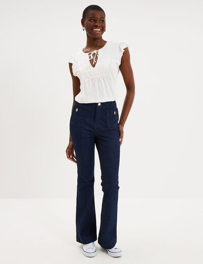 T-shirt avec broderie coton ecru femme