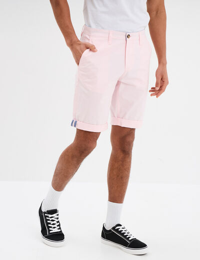 Bermuda short chino straight stretch rose homme