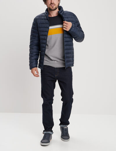 Doudoune droite légère col montant bleu marine homme