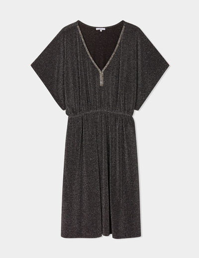 Robe évasée fils métallisés gris argent femme grande taille