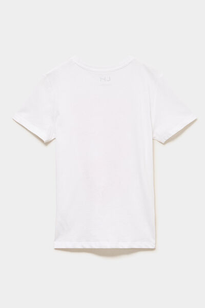 T-shirt manches courtes coton col rond blanc gar&ccedil;on