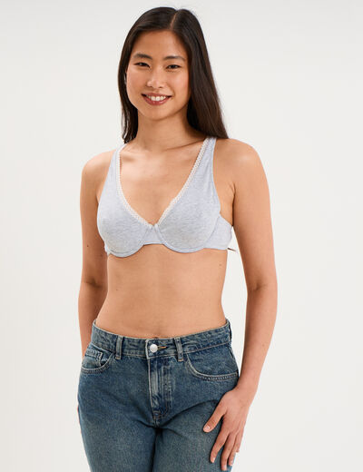 Soutien-gorge foulard coton majoritaire gris clair femme
