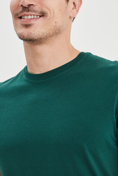 T-shirt en coton manches courtes vert foncé homme