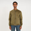 Blouson col biker en su&eacute;dine zipp&eacute; vert kaki homme