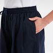 Short large lin m&eacute;lang&eacute; &agrave; coulisse bleu fonc&eacute; femme