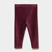 Legging effet velours c&ocirc;tel&eacute; violet fonc&eacute; b&eacute;b&eacute; fille