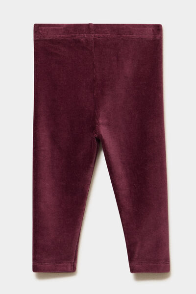 Legging effet velours c&ocirc;tel&eacute; violet fonc&eacute; b&eacute;b&eacute; fille