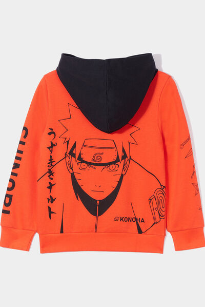 Sweat à capuche hoodie coton Naruto orange foncé garçon