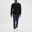 Pull col rond à manches longues noir homme