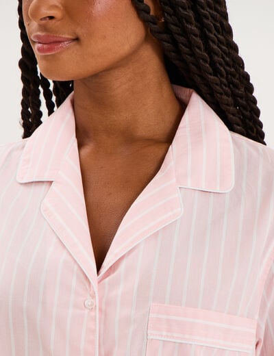 Ensemble pyjama chemise et short ecru femme