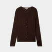 Gilet col rond manches longues marron foncé femme