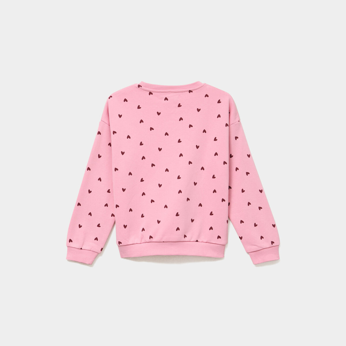 Sweat col rond manches longues rose clair fille