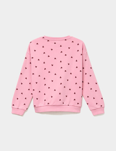 Sweat col rond manches longues rose clair fille