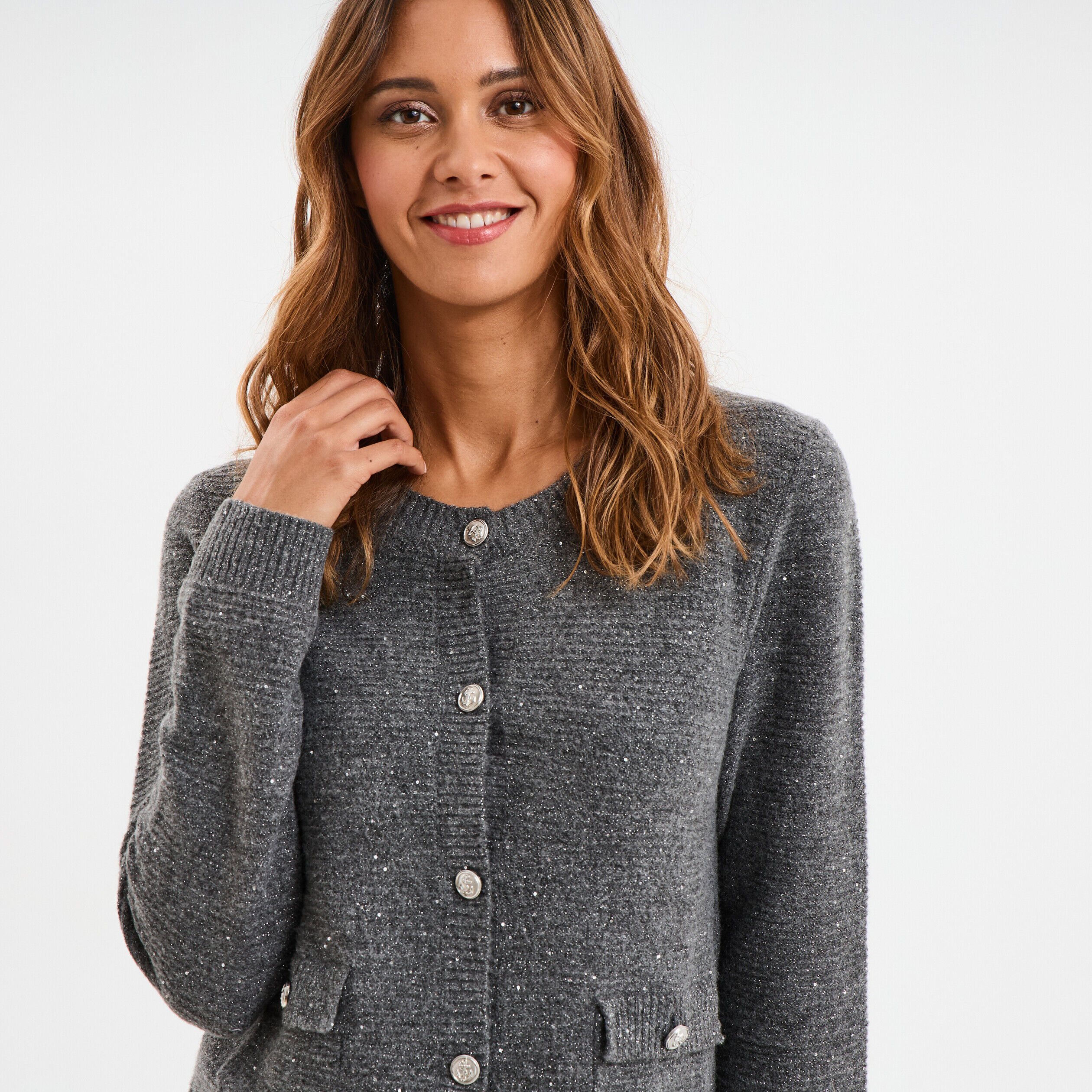 Gilet boutons et manches longues gris femme MOSQUITOS