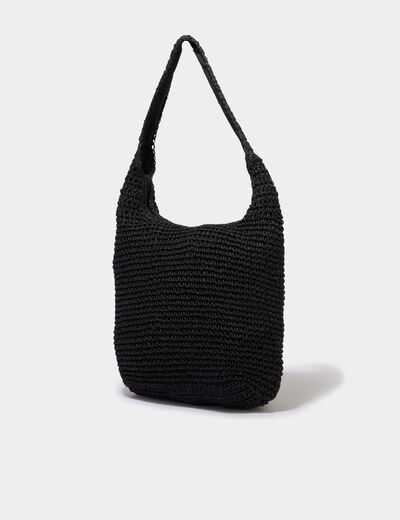 Sac cabas tress&eacute; port&eacute;-&eacute;paule noir femme