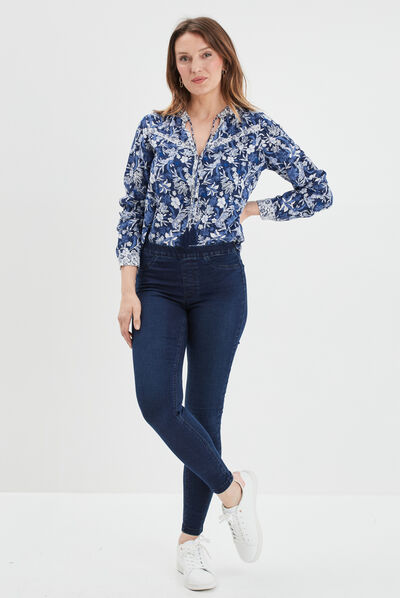 Jegging taille standard denim blue black femme