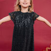 Robe paillette courte Liberto gris argent fille