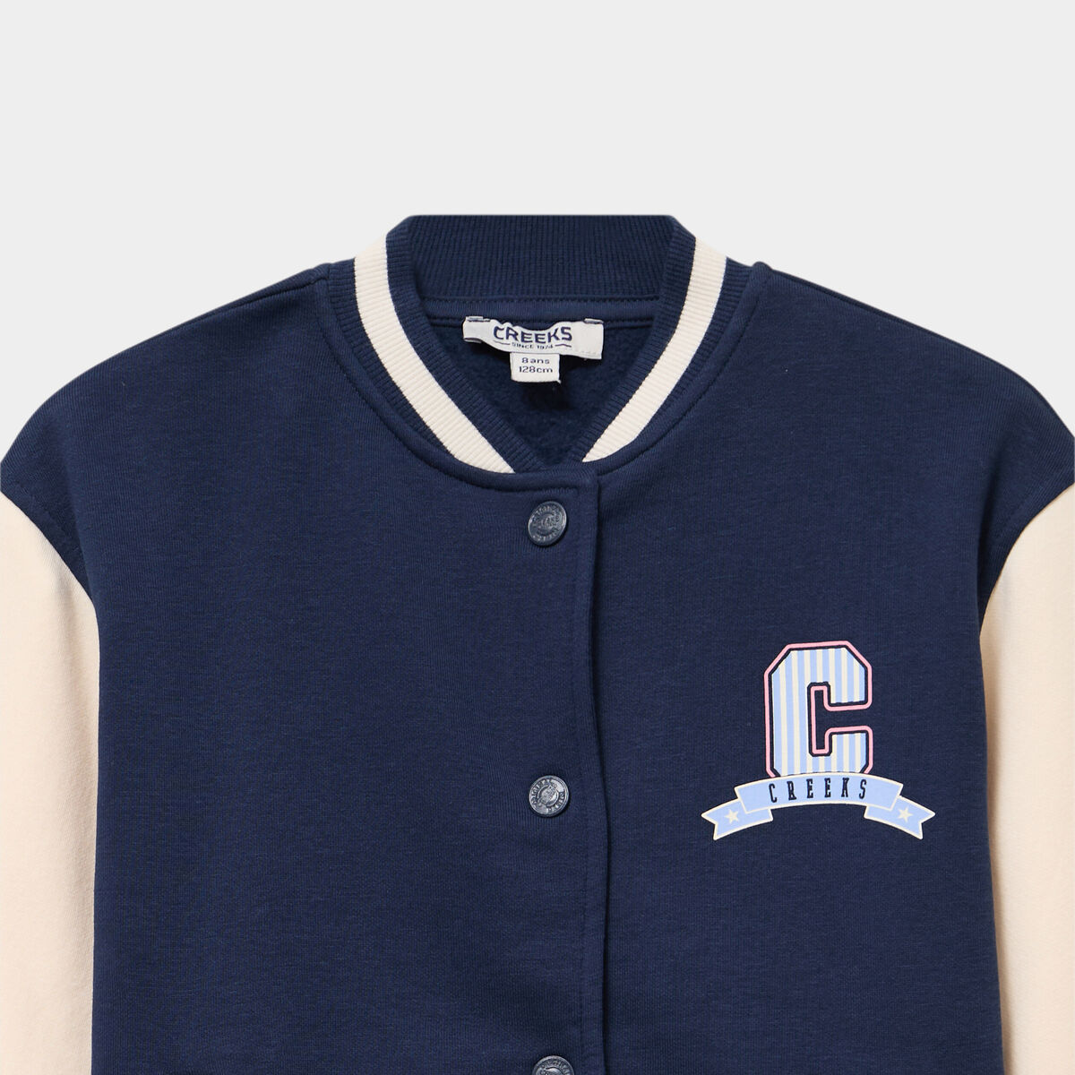 Gilet boutonn&eacute; col teddy bleu marine fille