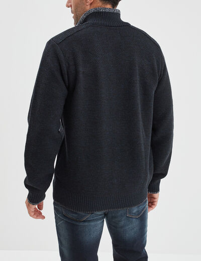 Pull camionneur zippé droit Creeks bleu foncé homme